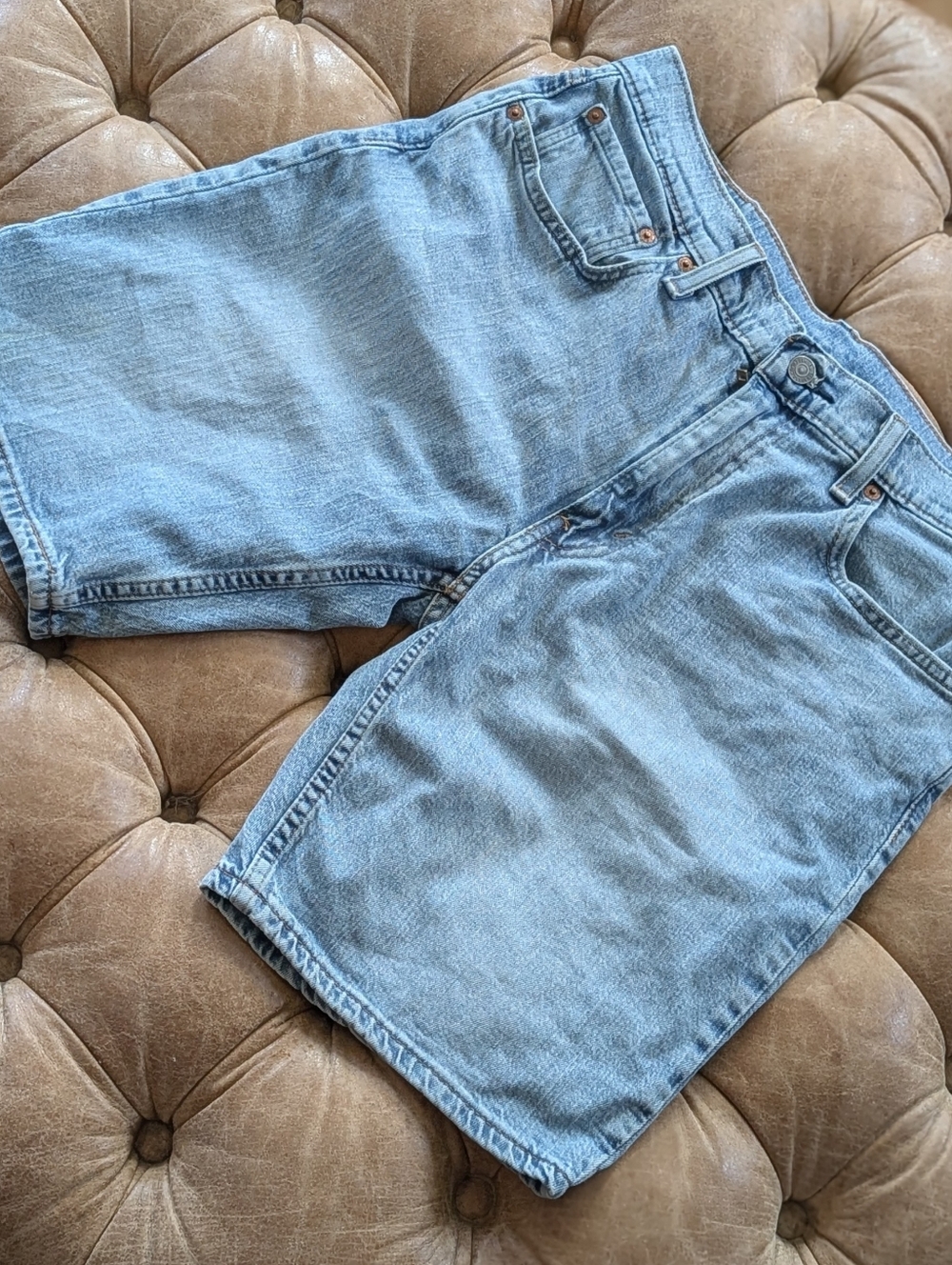 Levi's 405 Denim Raw Hem Jean Shorts Size 33 Men's Blue